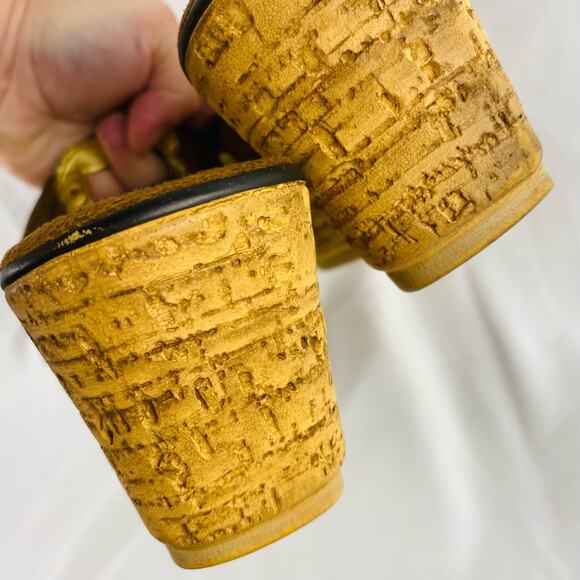 Dezario Leather Animal Print Platform Cork Wedge Sandals - Size 39 / 8.5 - Picture 6 of 9